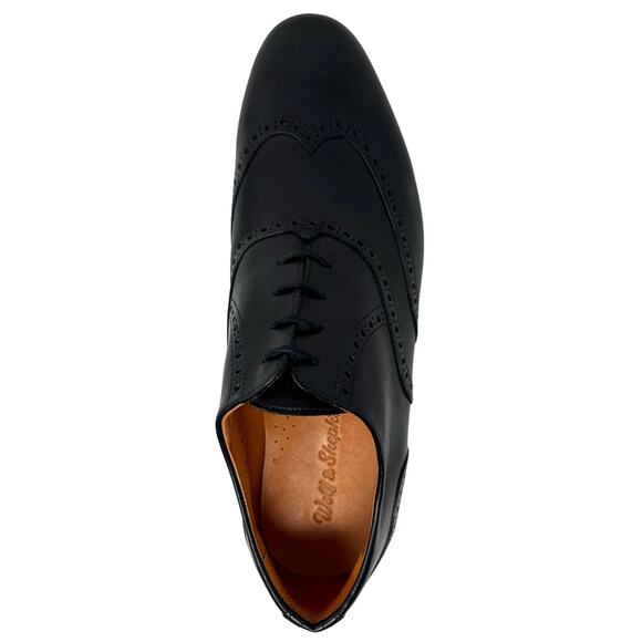 Wolf and Shepherd Men\'s Senna Wingtip Oxford Italian Leather Black Dress Shoes